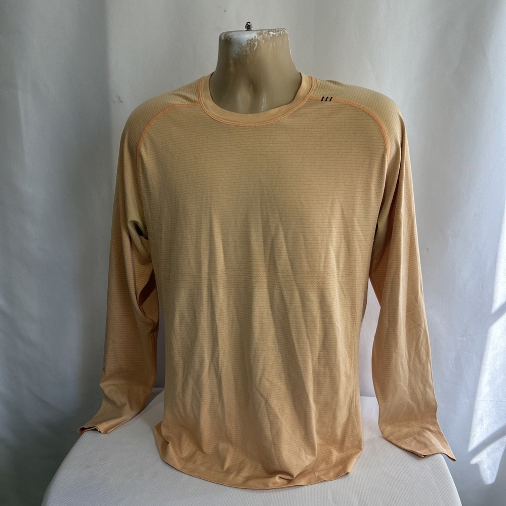 Lululemon Shirt Mens Orange Large Long Sleeve Stretch Your Head Athletic Crew👀